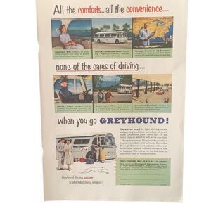 Vintage 1953 Greyhound All the Comforts Ad Advertisment